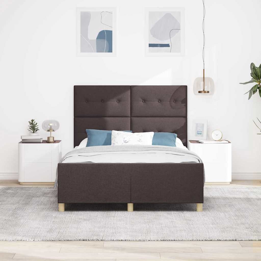 Struttura del letto Marrone scuro 140 x 190 cm Tessuto | homemem39