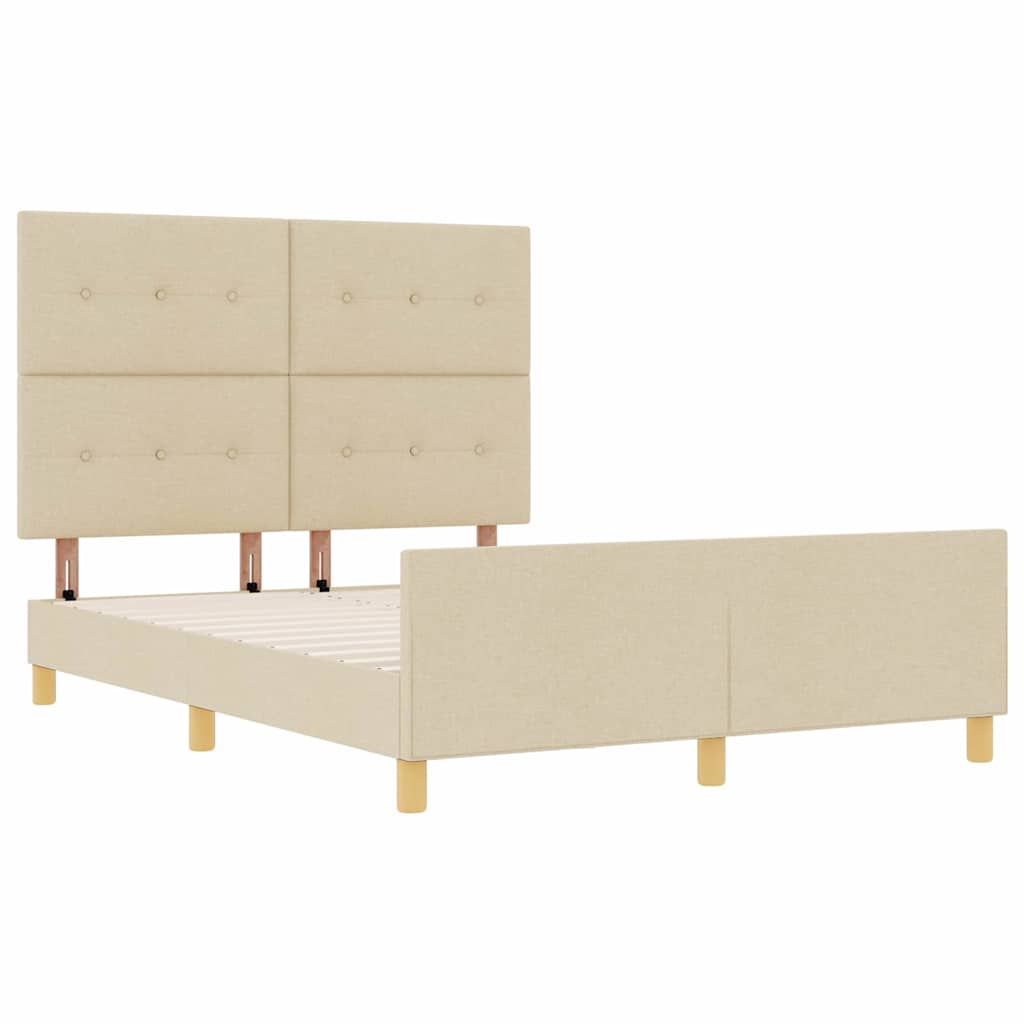 Struttura del letto con testiera Crema 140 x 190 cm Tessuto | homemem39