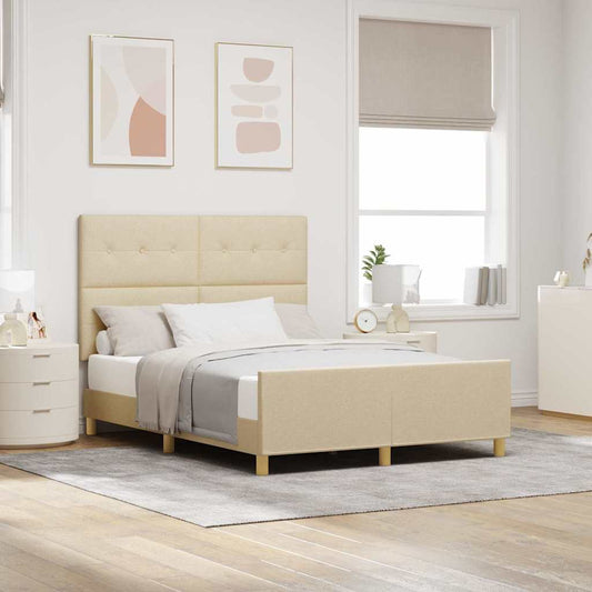 Struttura del letto con testiera Crema 140 x 200 cm Tessuto | homemem39