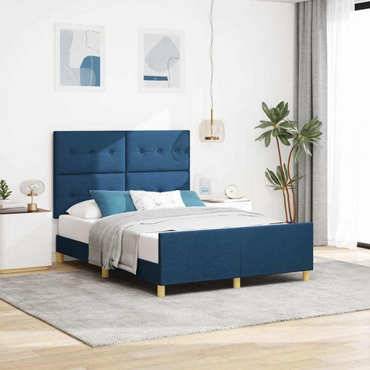 Struttura del letto con testiera Blu 140 x 200 cm Tessuto | homemem39