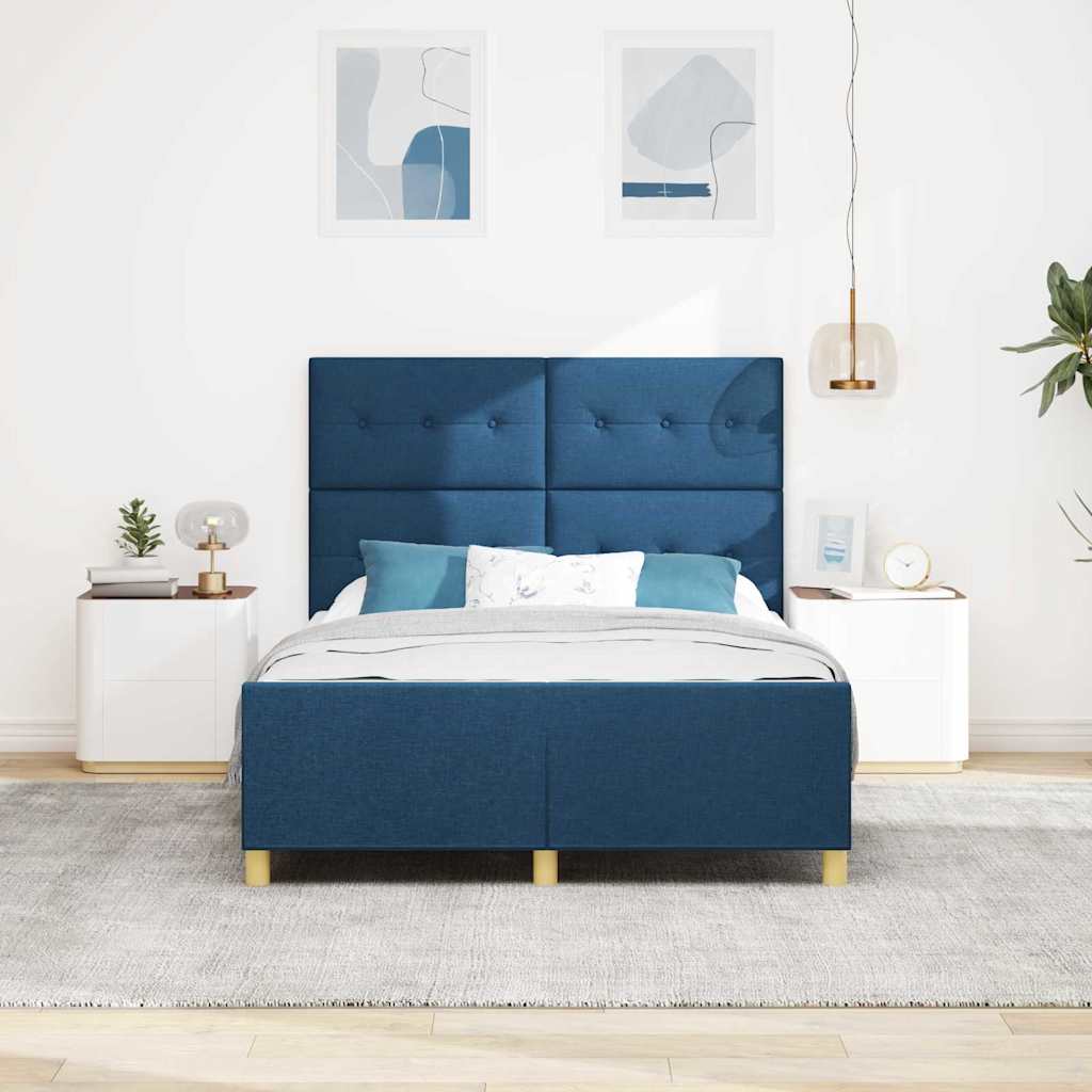 Struttura del letto con testiera Blu 140 x 200 cm Tessuto | homemem39