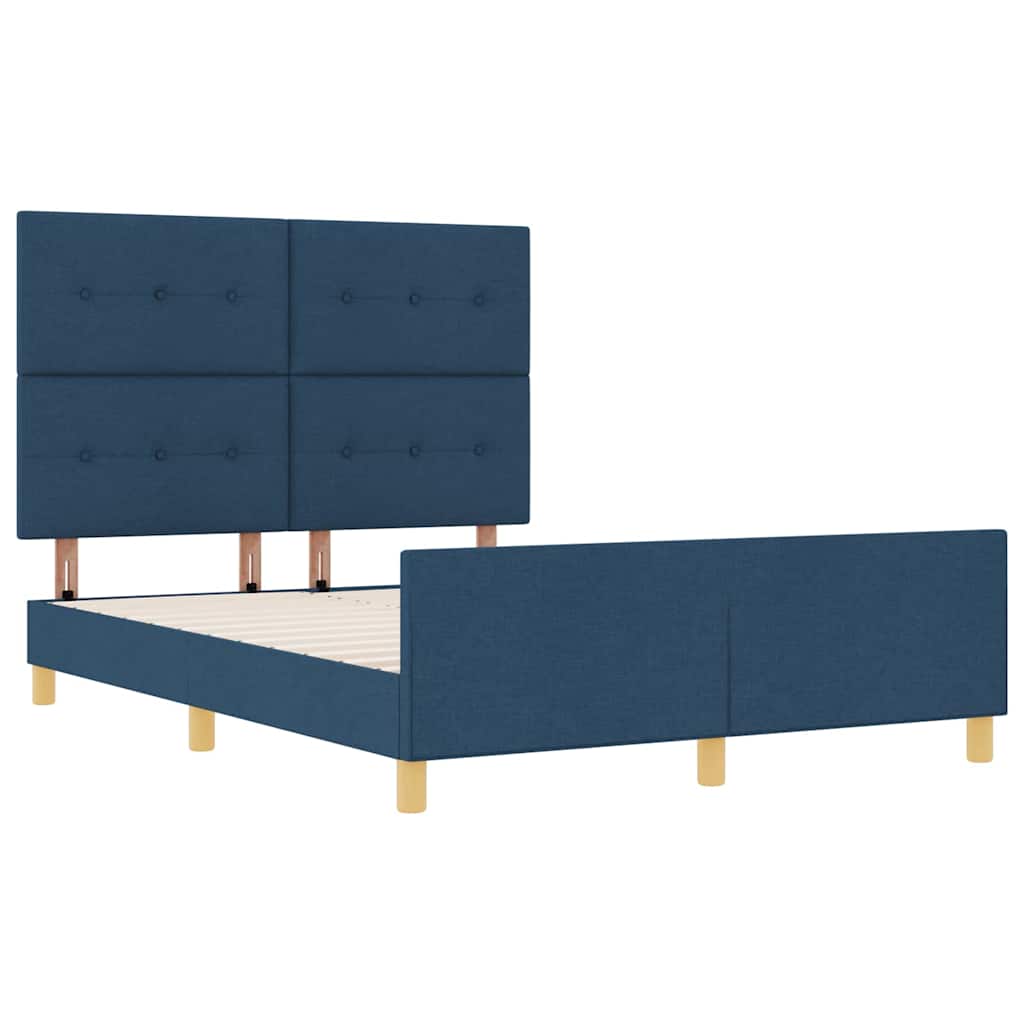 Struttura del letto con testiera Blu 140 x 200 cm Tessuto | homemem39