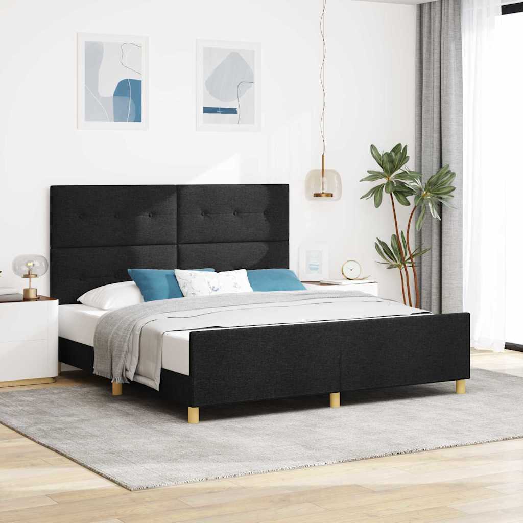 Struttura del letto con testiera Nero 180 x 200 cm Tessuto | homemem39