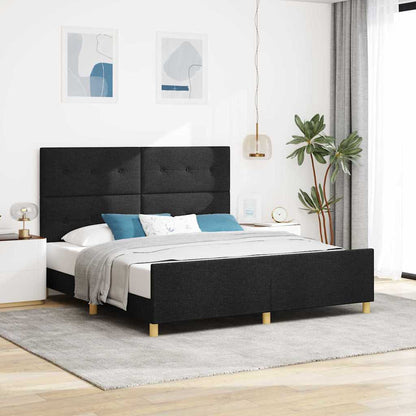 Struttura del letto con testiera Nero 180 x 200 cm Tessuto | homemem39
