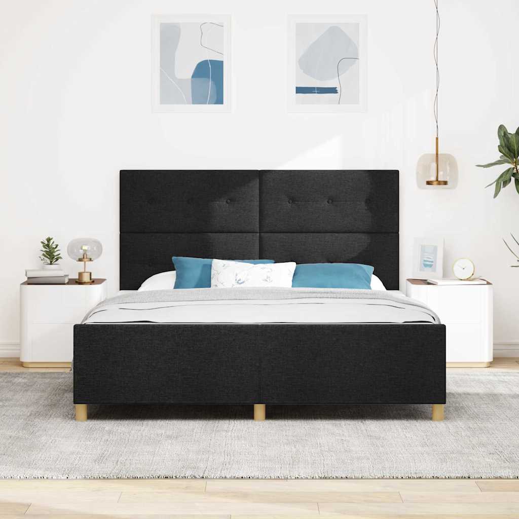 Struttura del letto con testiera Nero 180 x 200 cm Tessuto | homemem39