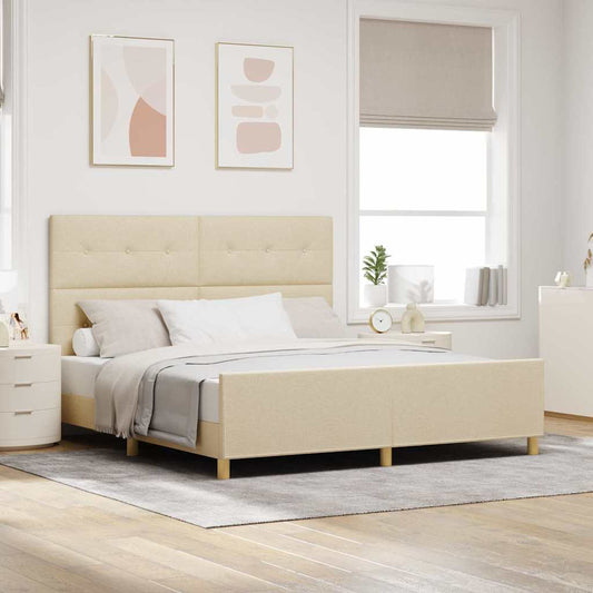 Struttura del letto con testiera Crema 180 x 200 cm Tessuto | homemem39