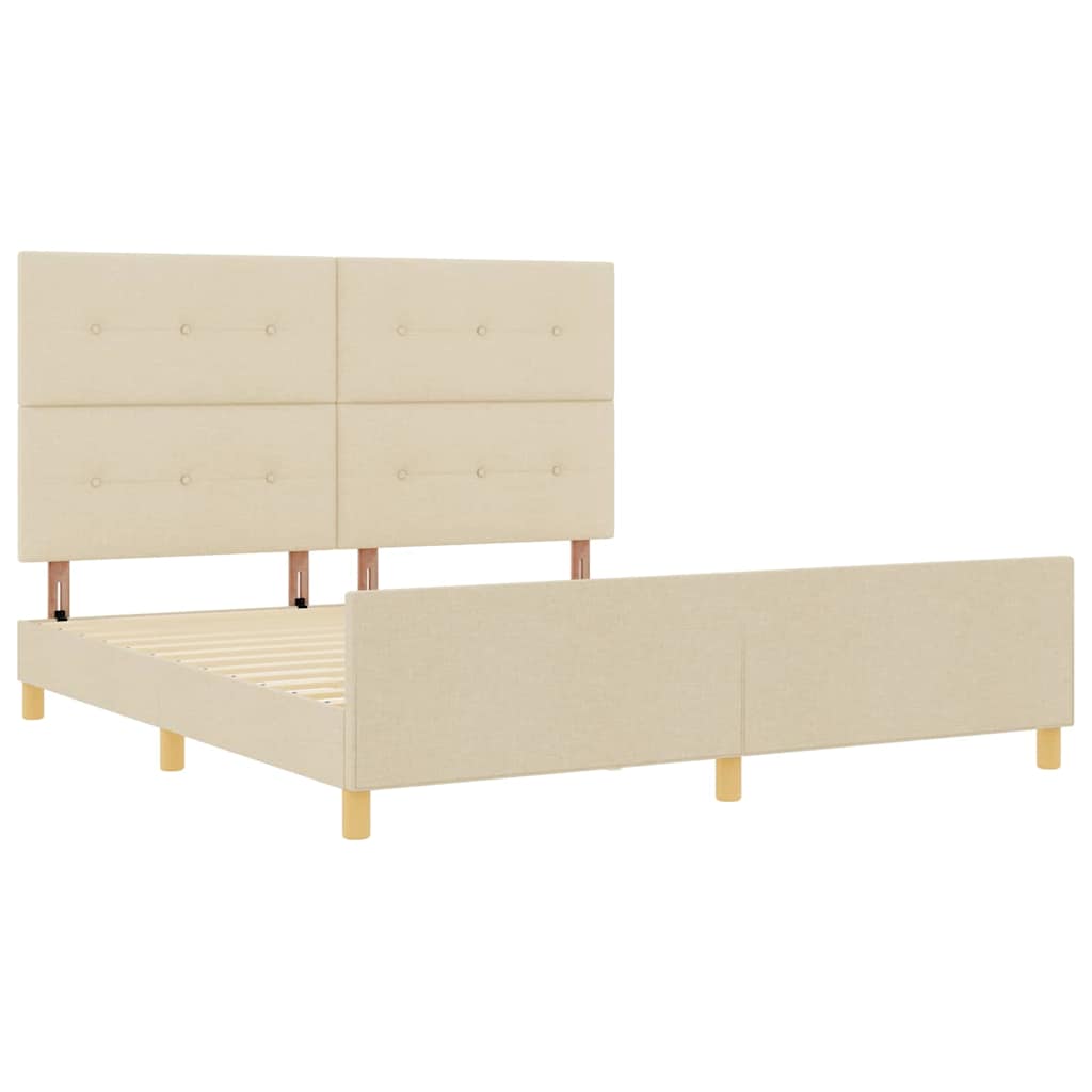 Struttura del letto con testiera Crema 180 x 200 cm Tessuto | homemem39