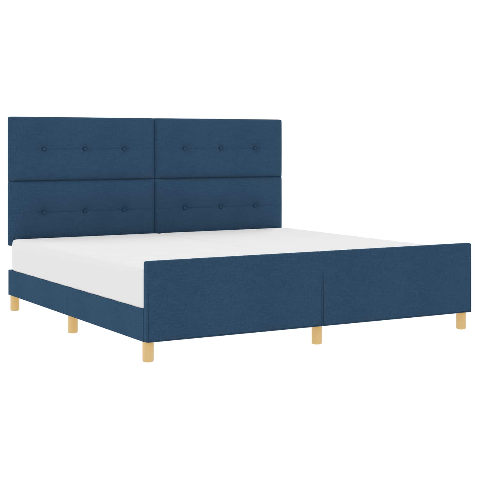 Struttura del letto con testiera Blu 200 x 200 cm Tessuto | homemem39