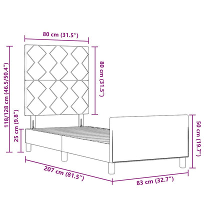 Struttura del letto Grigio scuro 80 x 200 cm Tessuto | homemem39