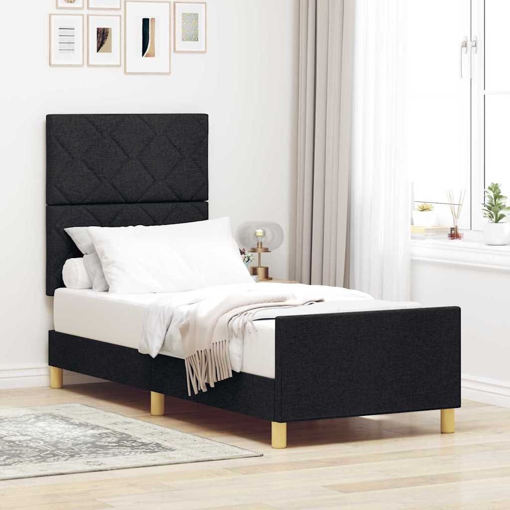 Struttura del letto con testiera Nero 80 x 200 cm Tessuto