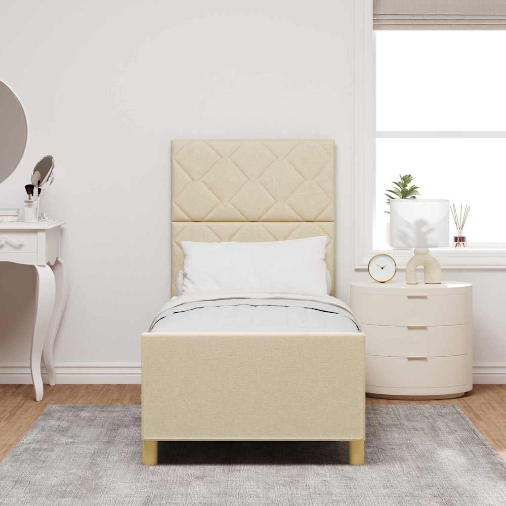 Struttura del letto con testiera Crema 80 x 200 cm Tessuto | homemem39