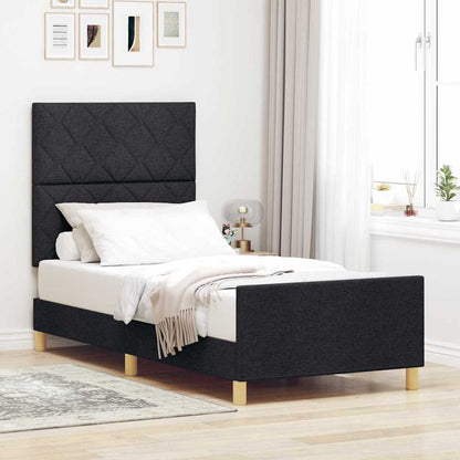 Struttura del letto con testiera Nero 100 x 200 cm Tessuto | homemem39
