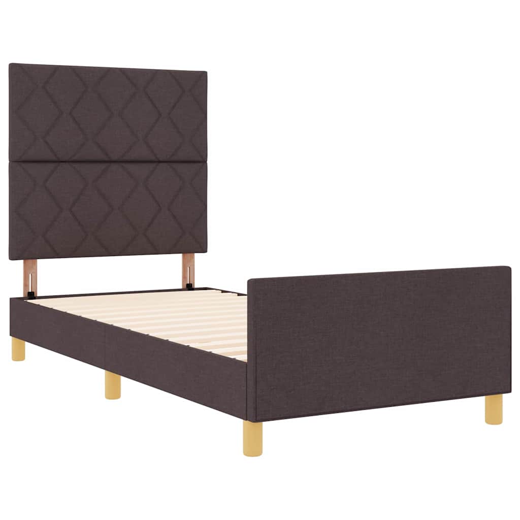 Struttura del letto Marrone scuro 100 x 200 cm Tessuto | homemem39