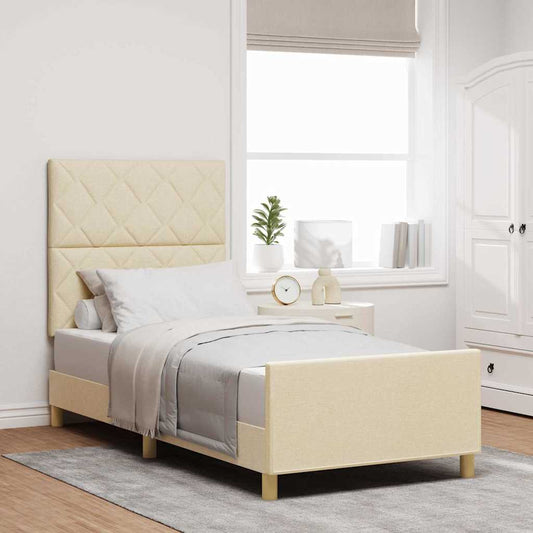 Struttura del letto con testiera Crema 100 x 200 cm Tessuto | homemem39