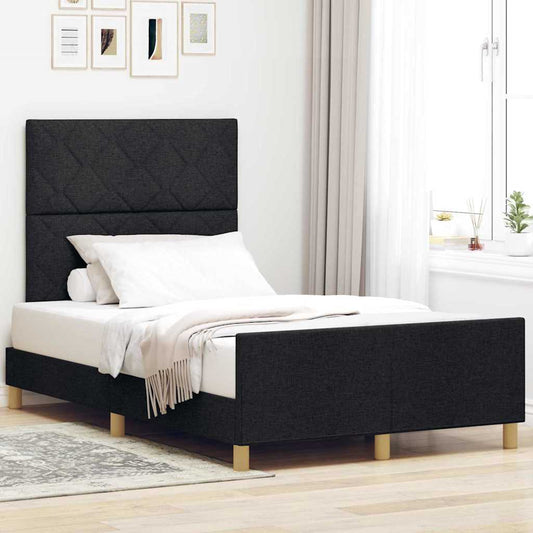 Struttura del letto con testiera Nero 120 x 190 cm Tessuto | homemem39