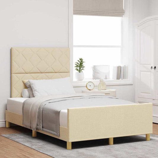 Struttura del letto con testiera Crema 120 x 190 cm Tessuto | homemem39