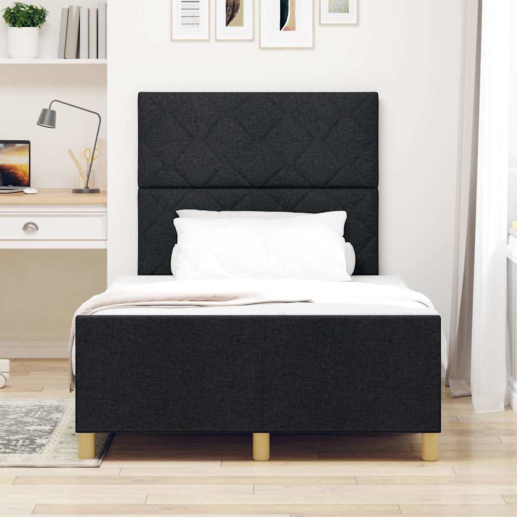 Struttura del letto con testiera Nero 120 x 200 cm Tessuto | homemem39