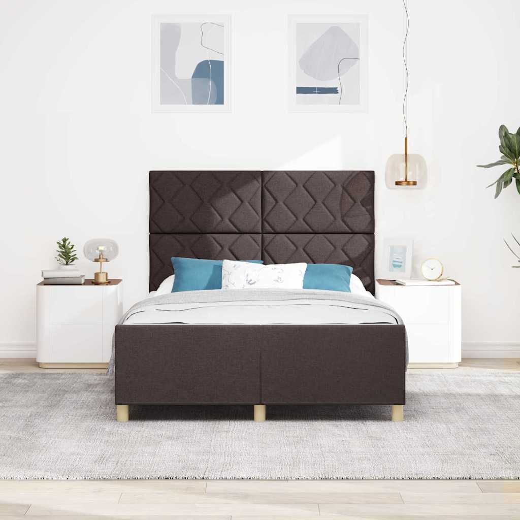 Struttura del letto Marrone scuro 140 x 200 cm Tessuto | homemem39