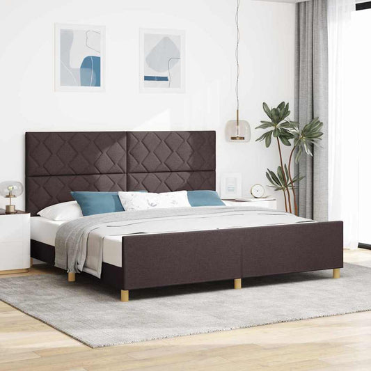 Struttura del letto Marrone scuro 200 x 200 cm Tessuto | homemem39