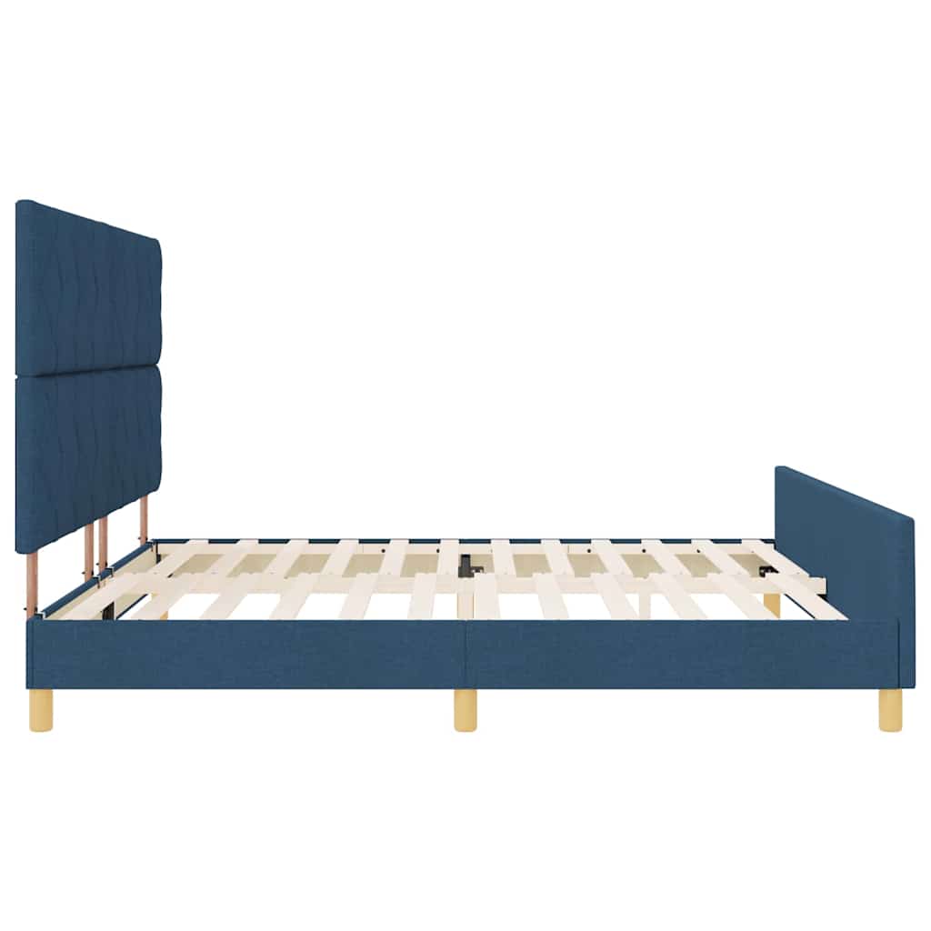 Struttura del letto con testiera Blu 200 x 200 cm Tessuto | homemem39