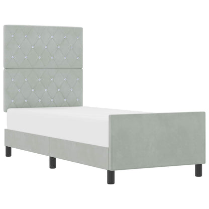 Letto a molle con testiera Grigio chiaro 80 x 200 cm Velluto