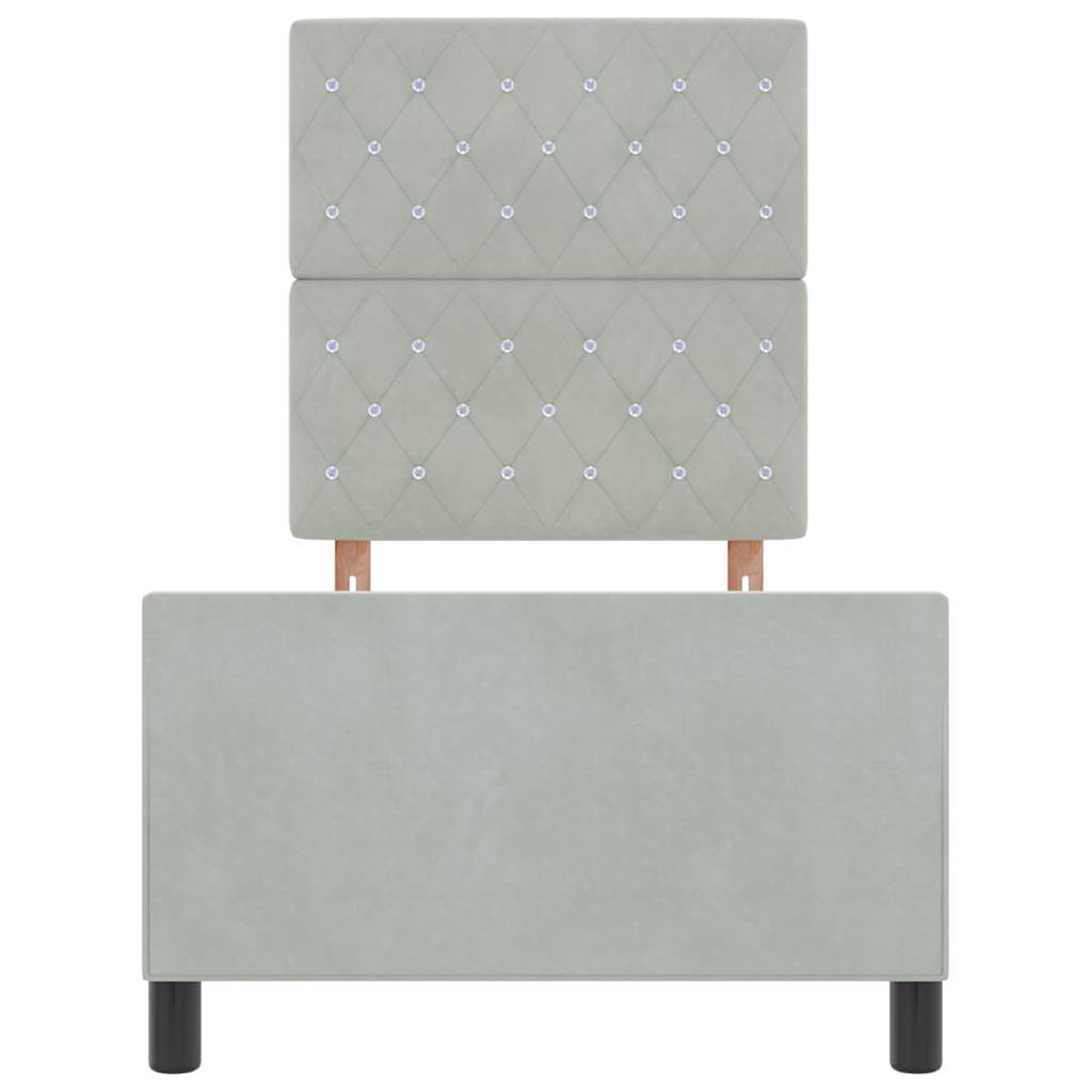 Letto a molle con testiera Grigio chiaro 80 x 200 cm Velluto