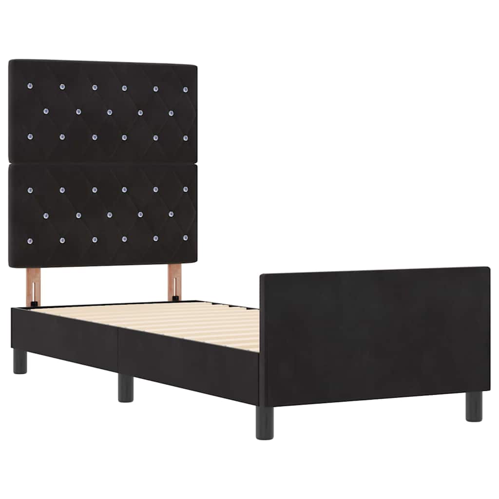 Struttura del letto con testiera Nero 80 x 200 cm Velluto