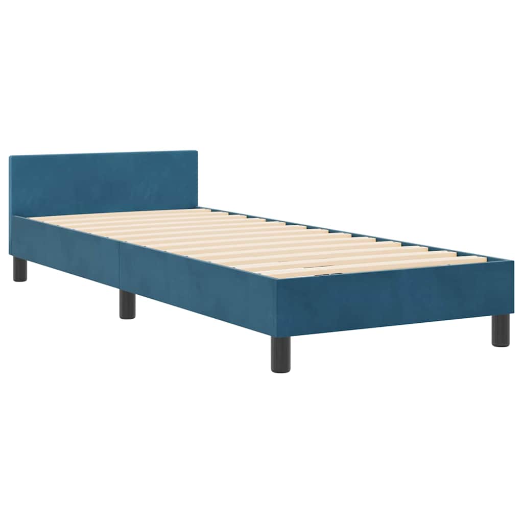 Letto a molle con testiera Blu Scuro 80 x 200 cm Velluto