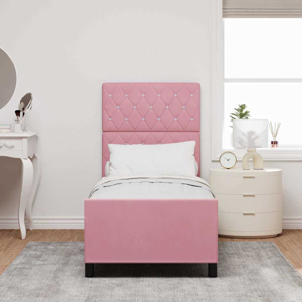 Letto a molle con testiera Rosa 80 x 200 cm Velluto | homemem39