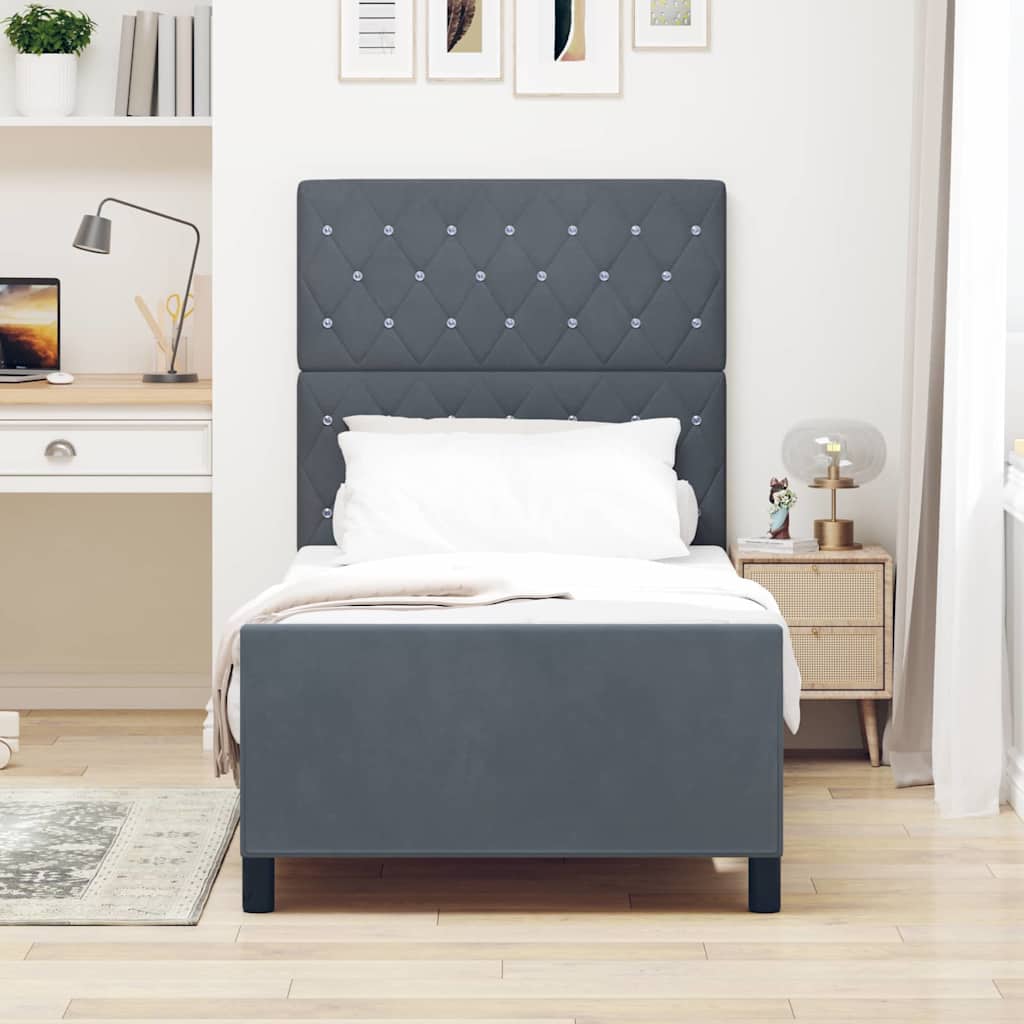Letto a molle con testiera Grigio scuro 90 x 190 cm Velluto | homemem39