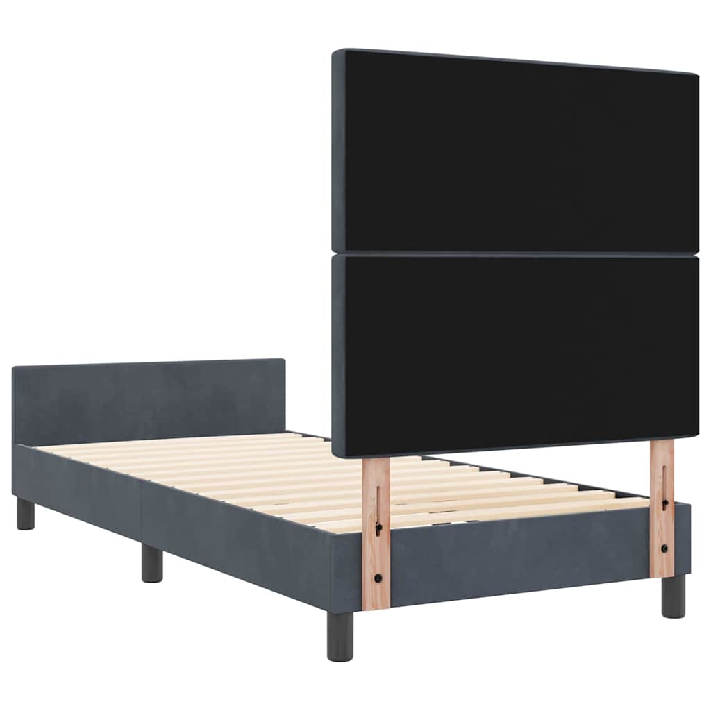 Letto a molle con testiera Grigio scuro 90 x 190 cm Velluto | homemem39
