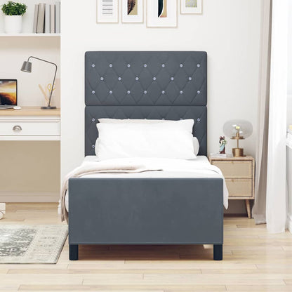 Letto a molle con testiera Grigio scuro 90 x 200 cm Velluto | homemem39
