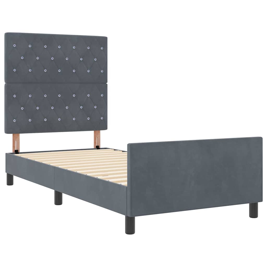 Letto a molle con testiera Grigio scuro 90 x 200 cm Velluto | homemem39