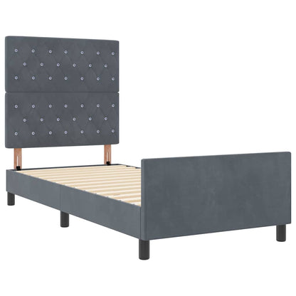 Letto a molle con testiera Grigio scuro 90 x 200 cm Velluto | homemem39