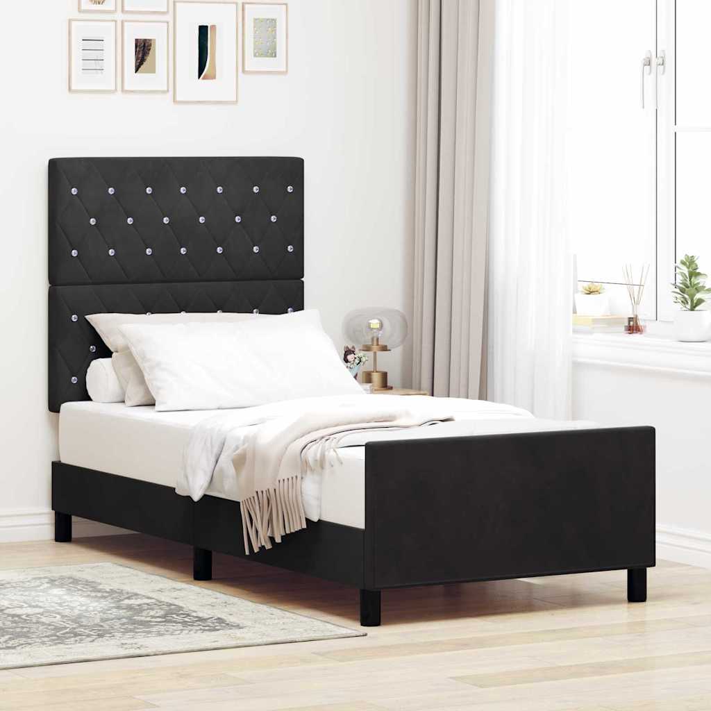 Struttura del letto con testiera Nero 90 x 200 cm Velluto