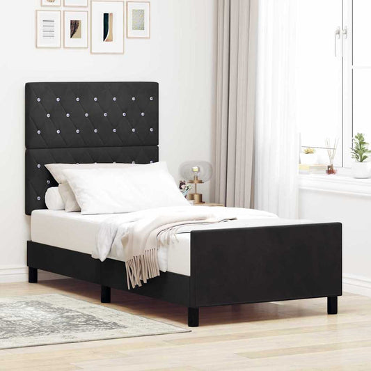 Struttura del letto con testiera Nero 90 x 200 cm Velluto