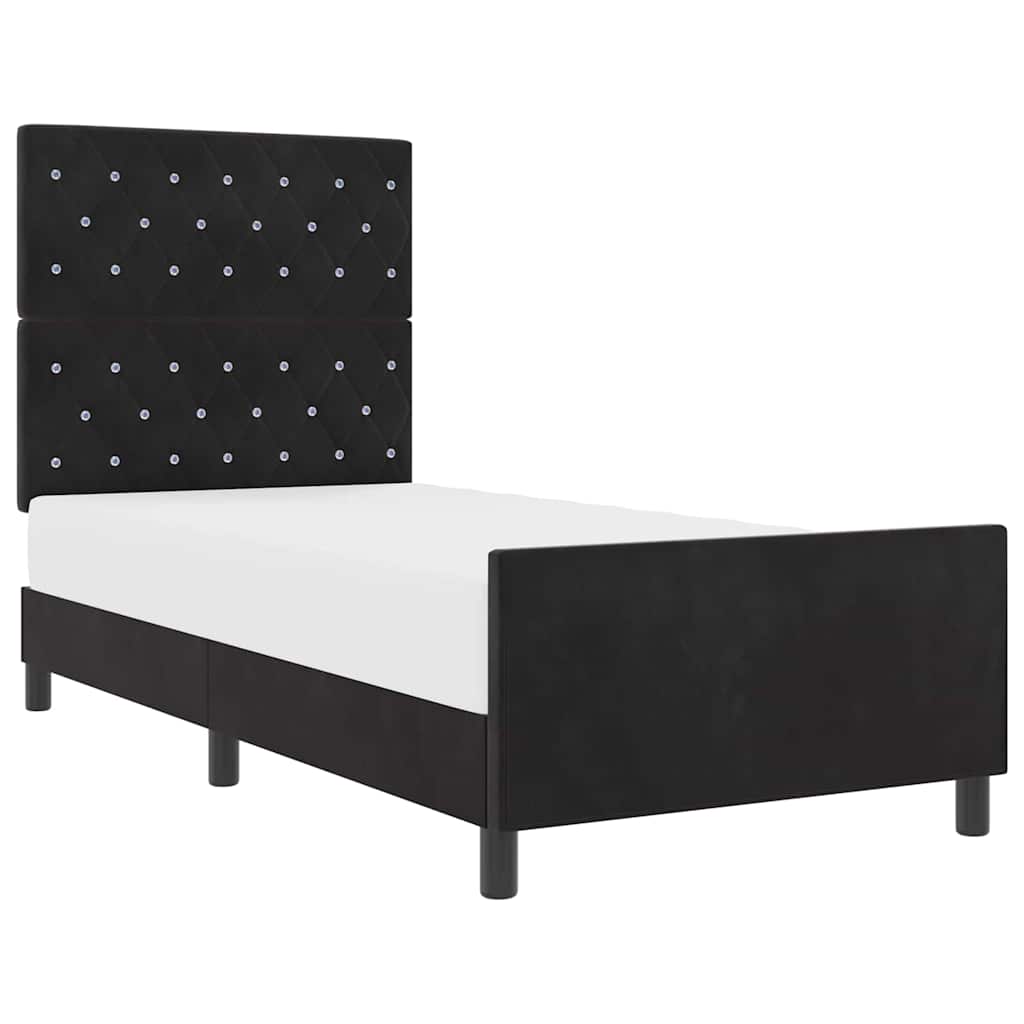 Struttura del letto con testiera Nero 90 x 200 cm Velluto