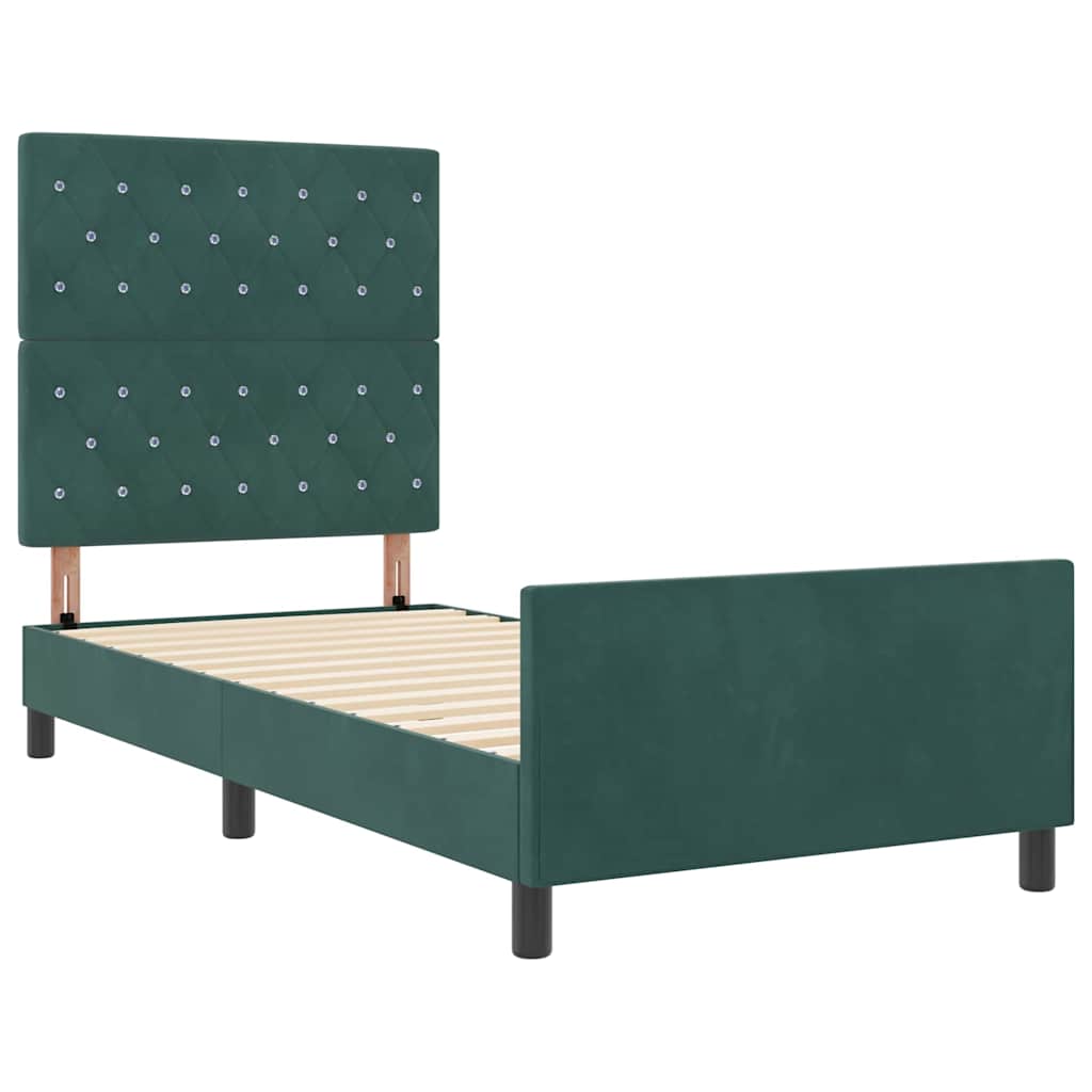 Struttura del letto Verde scuro 90 x 200 cm Velluto