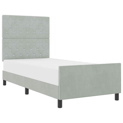 Letto a molle con testiera Grigio chiaro 100 x 200 cm Velluto