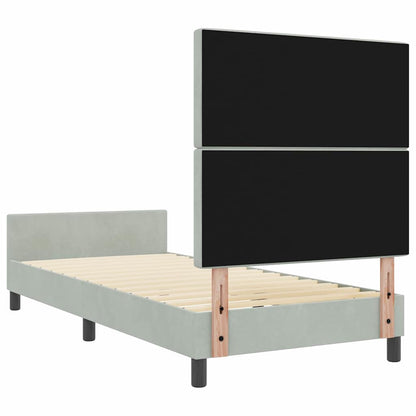 Letto a molle con testiera Grigio chiaro 100 x 200 cm Velluto