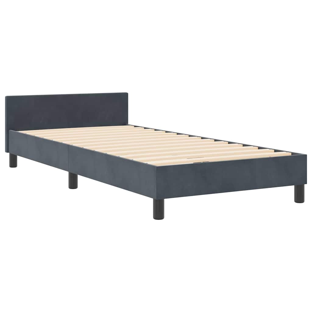 Struttura del letto Grigio scuro 100 x 200 cm Velluto