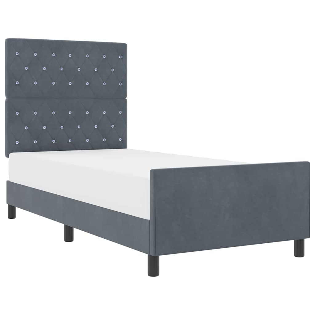 Struttura del letto Grigio scuro 100 x 200 cm Velluto