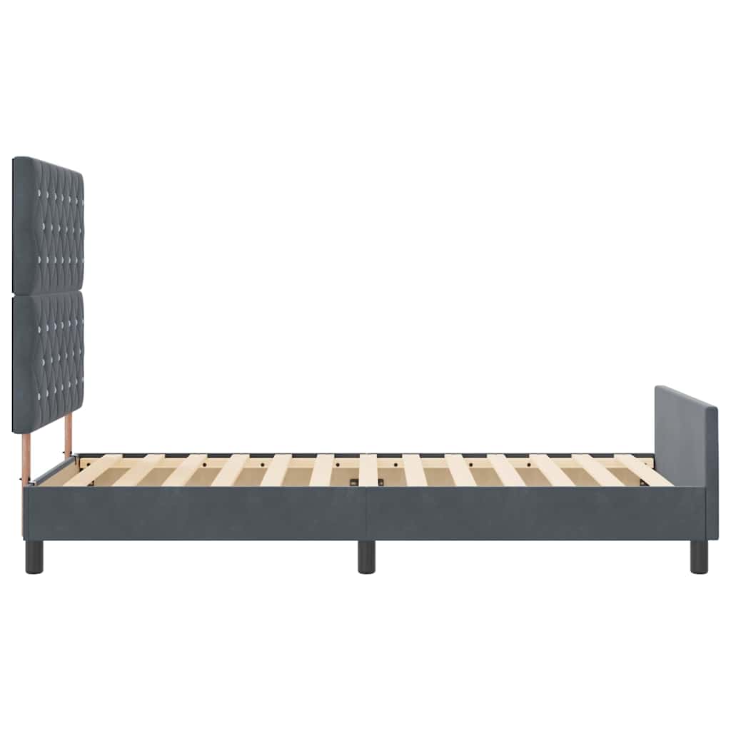 Struttura del letto Grigio scuro 100 x 200 cm Velluto