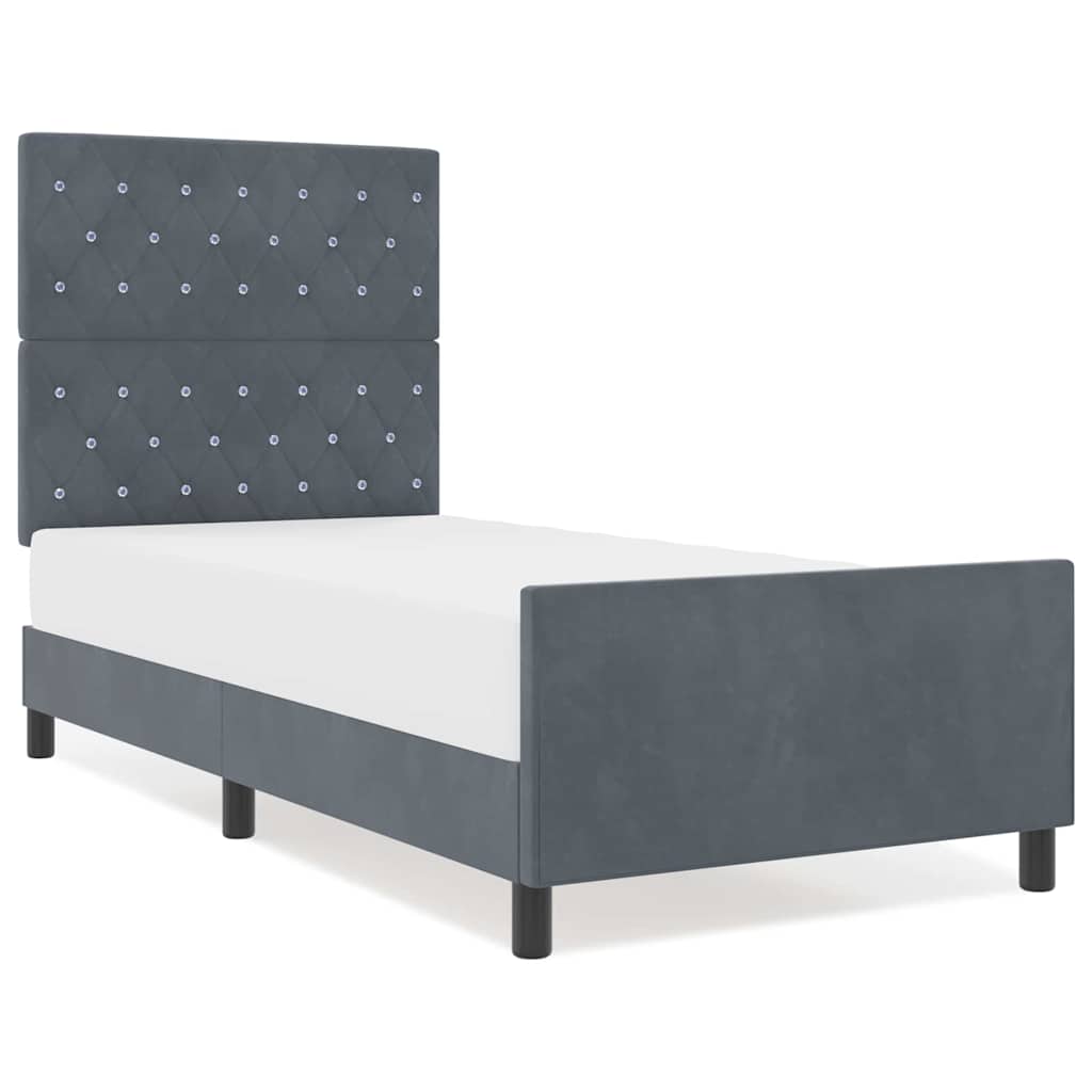 Struttura del letto Grigio scuro 100 x 200 cm Velluto