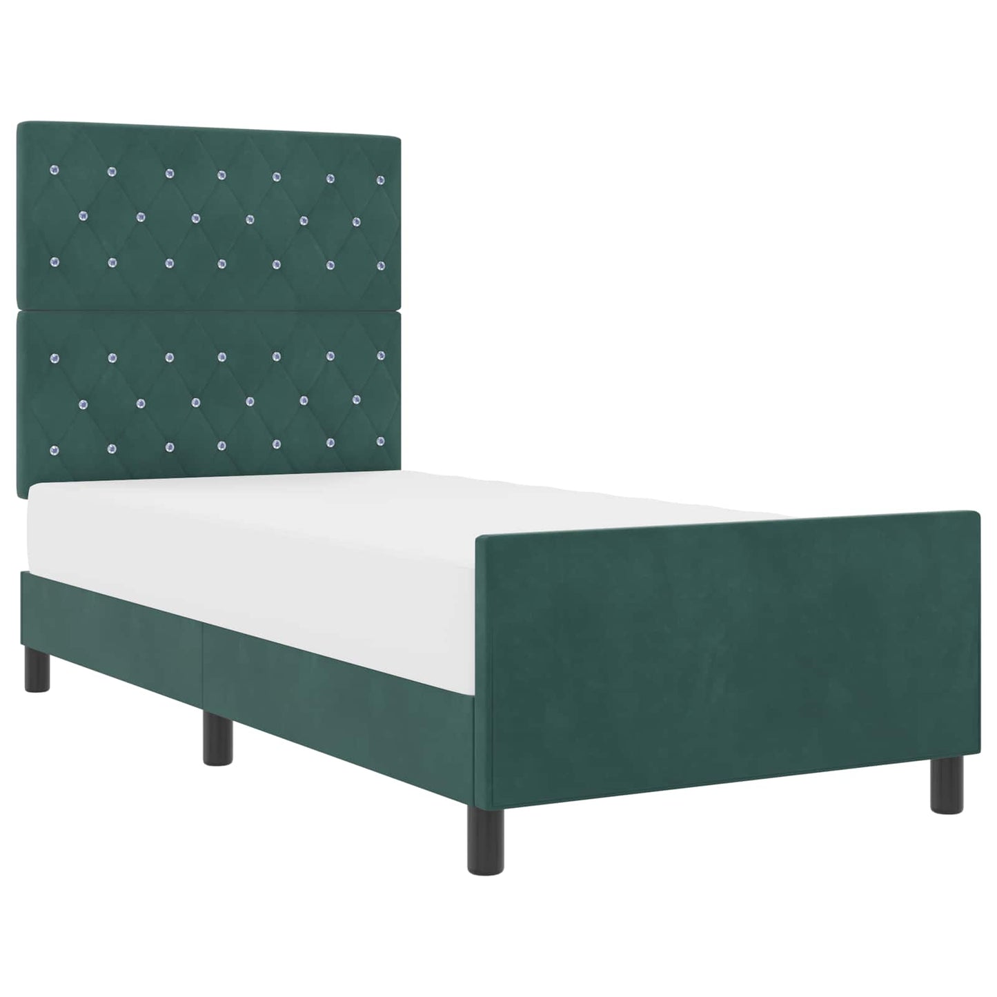 Letto a molle con testiera Verde Scuro 100 x 200 cm Velluto