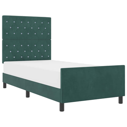 Letto a molle con testiera Verde Scuro 100 x 200 cm Velluto