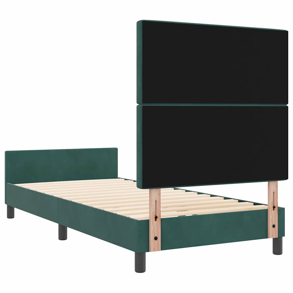 Letto a molle con testiera Verde Scuro 100 x 200 cm Velluto