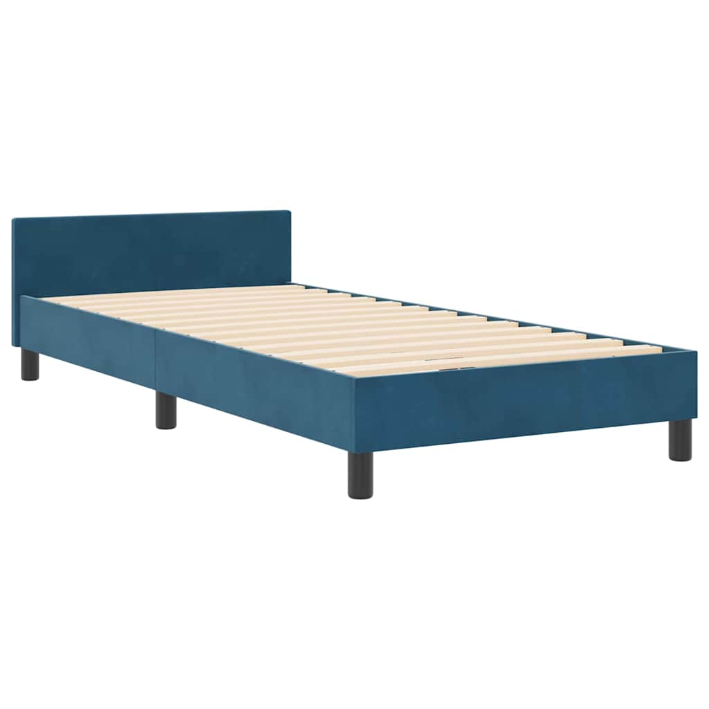 Letto a molle con testiera Blu Scuro 100 x 200 cm Velluto