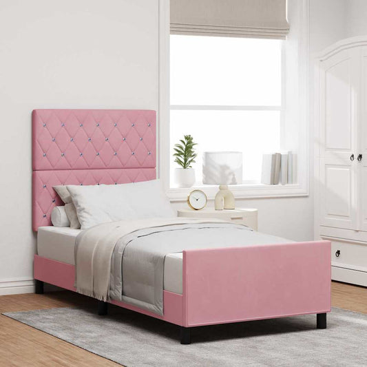 Letto a molle con testiera Rosa 100 x 200 cm Velluto | homemem39