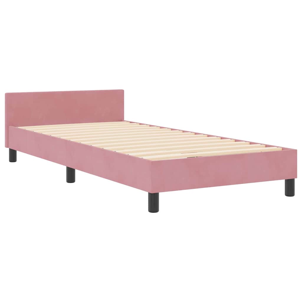Letto a molle con testiera Rosa 100 x 200 cm Velluto